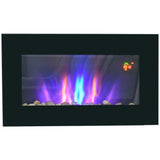 1000W Wall Mounted Tempered Glass Electric Fireplace Heater Black