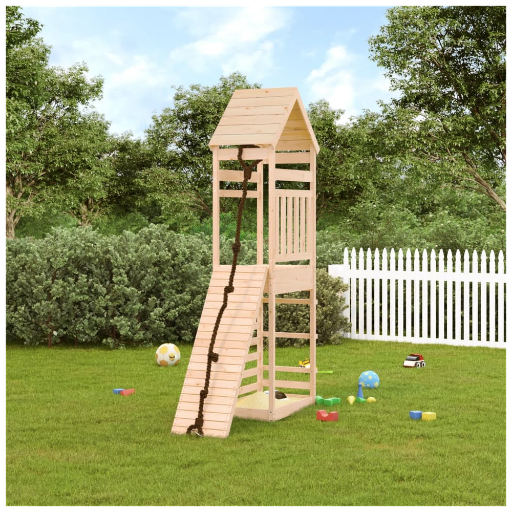 Playhouse with Climbing Wall Solid Wood Pine