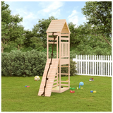 Playhouse with Climbing Wall Solid Wood Pine