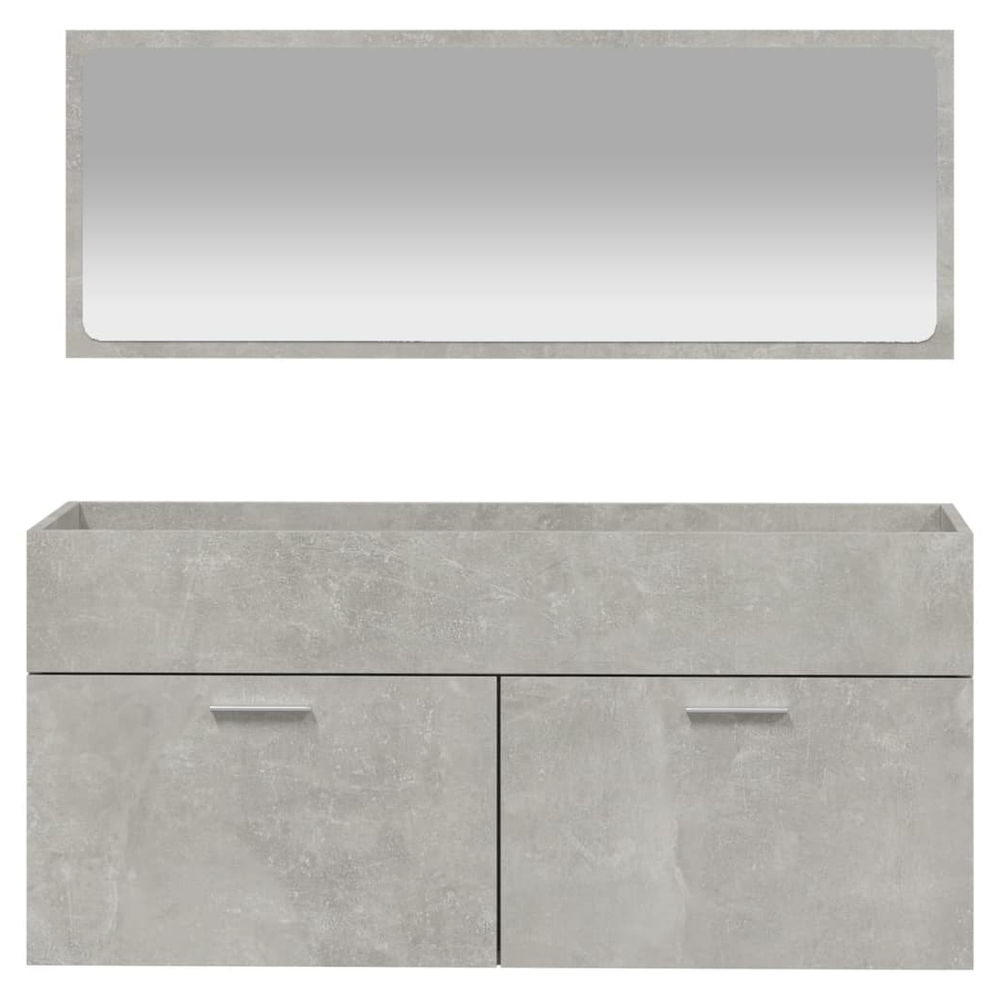 Bathroom Cabinet with Mirror Concrete Grey Engineered Wood