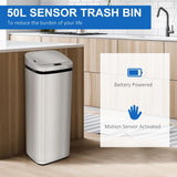 50L Motion Sensor ABS Rubbish Bin Siler/Black