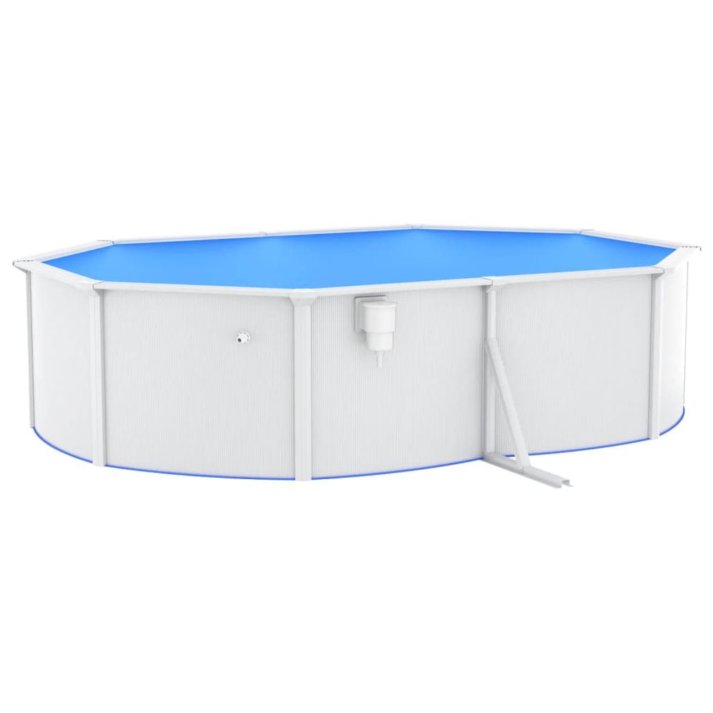 Swimming Pool with Steel Wall Oval 490x360x120 cm White