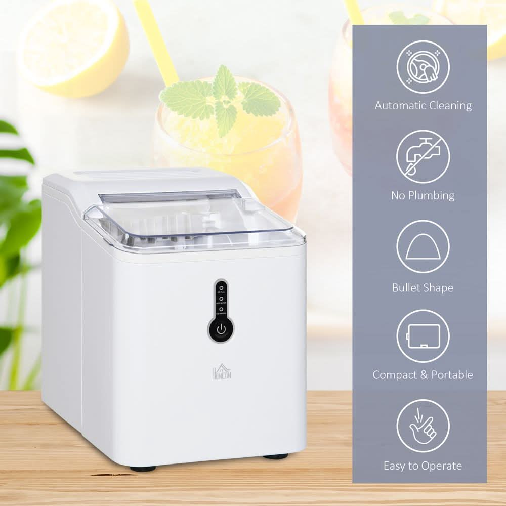 12kg Ice Maker Machine Counter Top Home Drink Equipment w/ Basket White