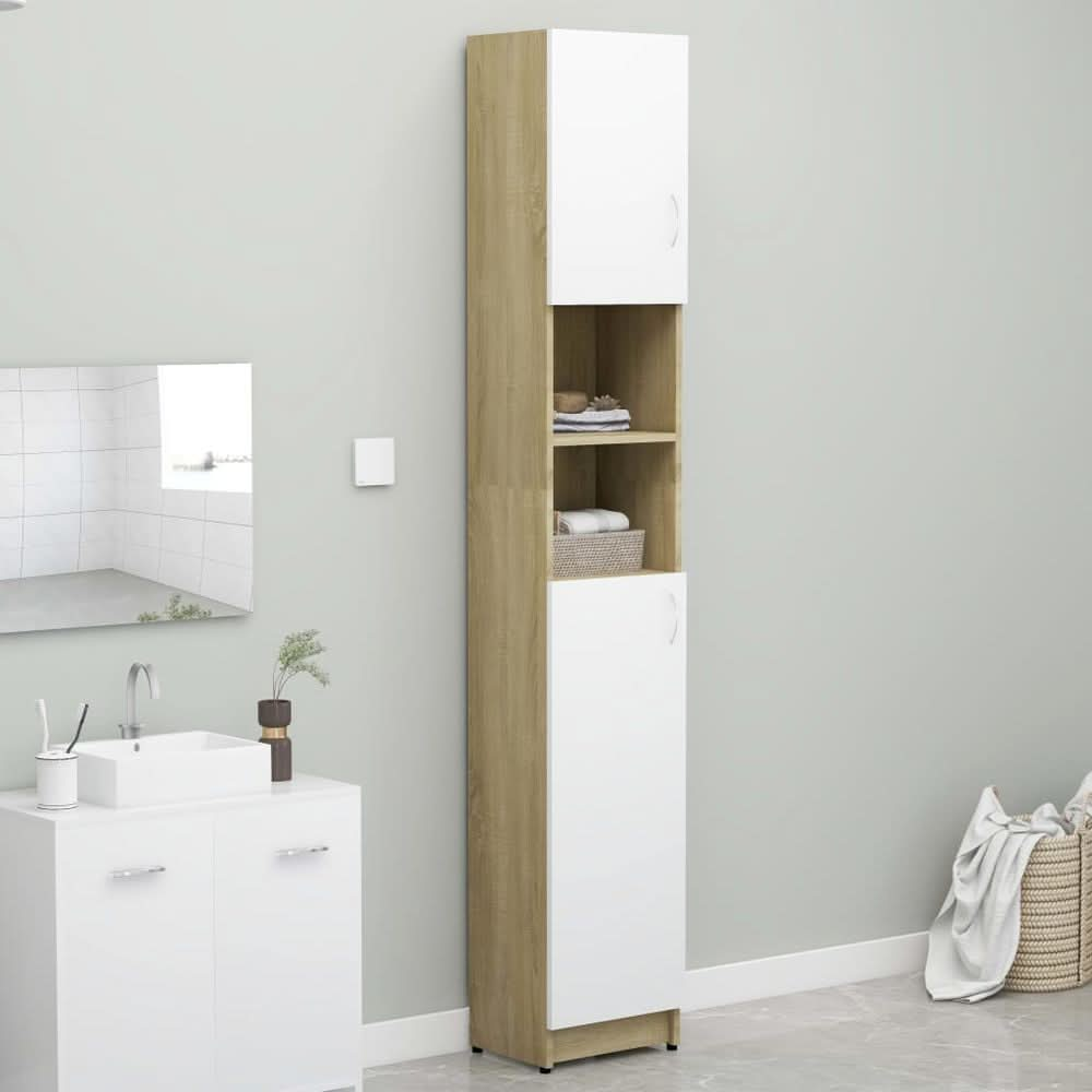 Bathroom Cabinet Smoked Oak 32x25.5x190 cm Engineered Wood