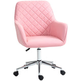 Home Office Chair Leather-Feel Fabric Swivel Chair with Armrests Pink