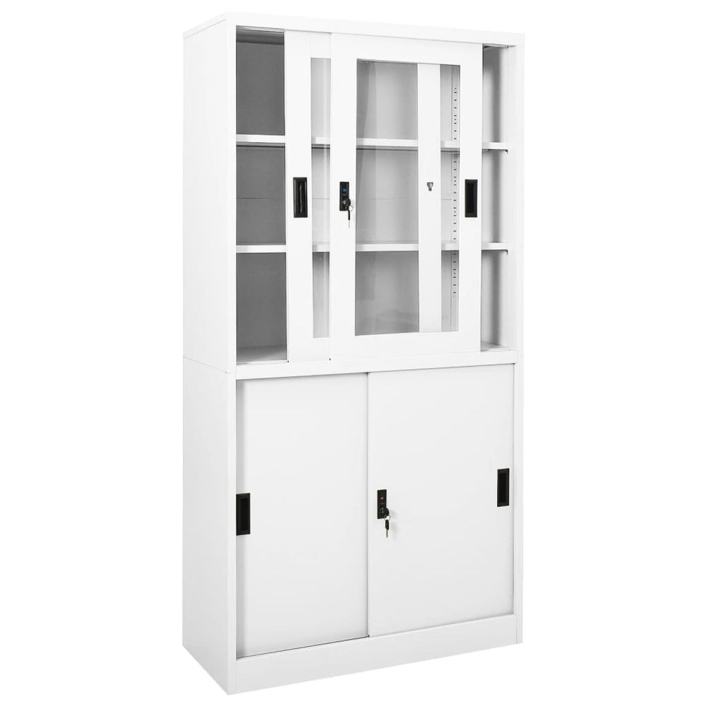 Office Cabinet with Sliding Door White 90x40x180 cm Steel