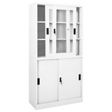 Office Cabinet with Sliding Door White 90x40x180 cm Steel