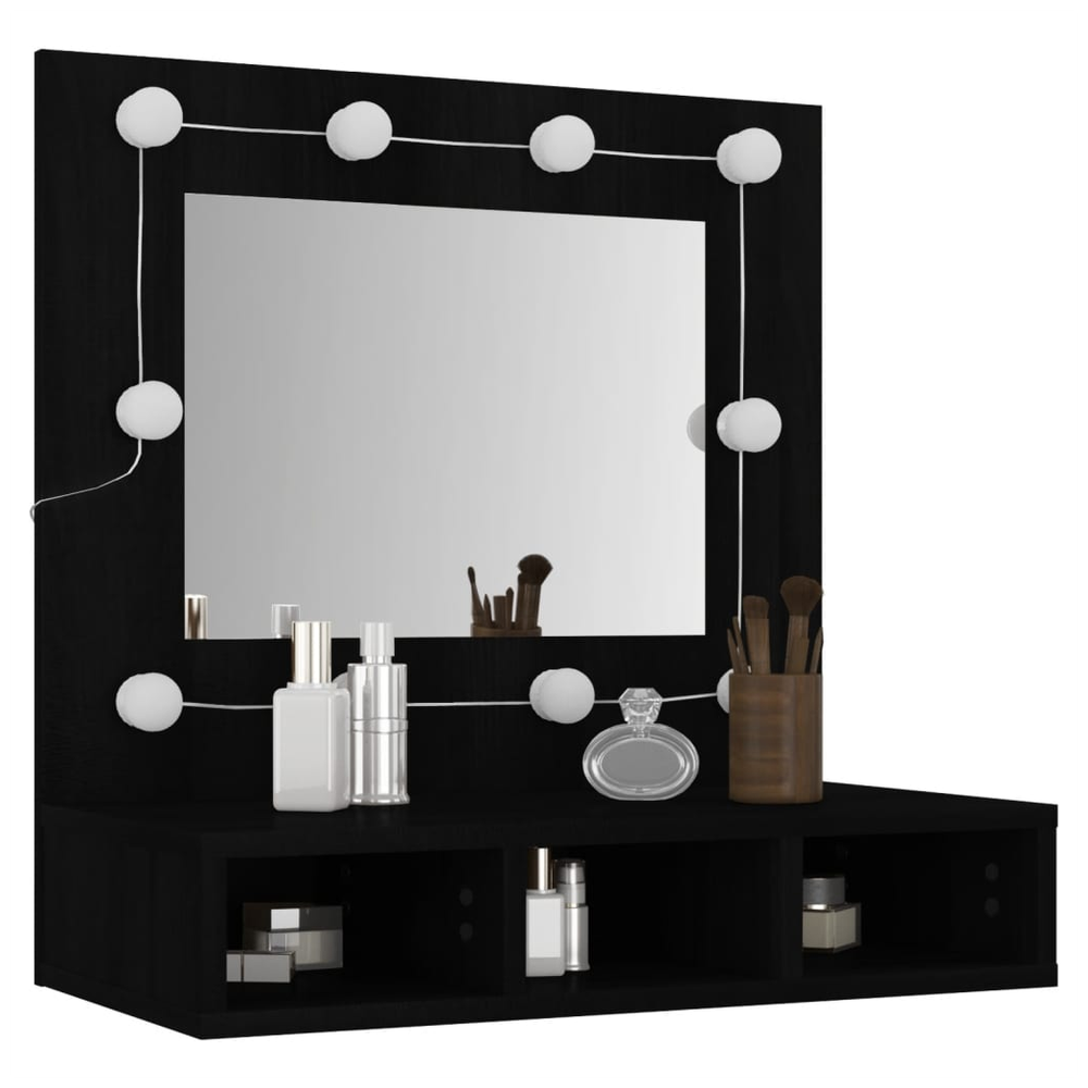 Mirror Cabinet with LED Black 60x31.5x62 cm