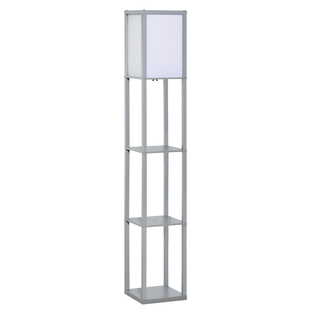 4-Tier Floor Lamp, Floor Light with Storage Shelf, Grey 3-Tier