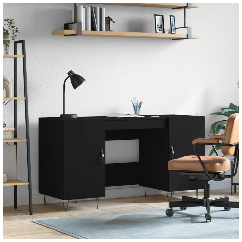 Desk Black 140x50x75 cm Engineered Wood