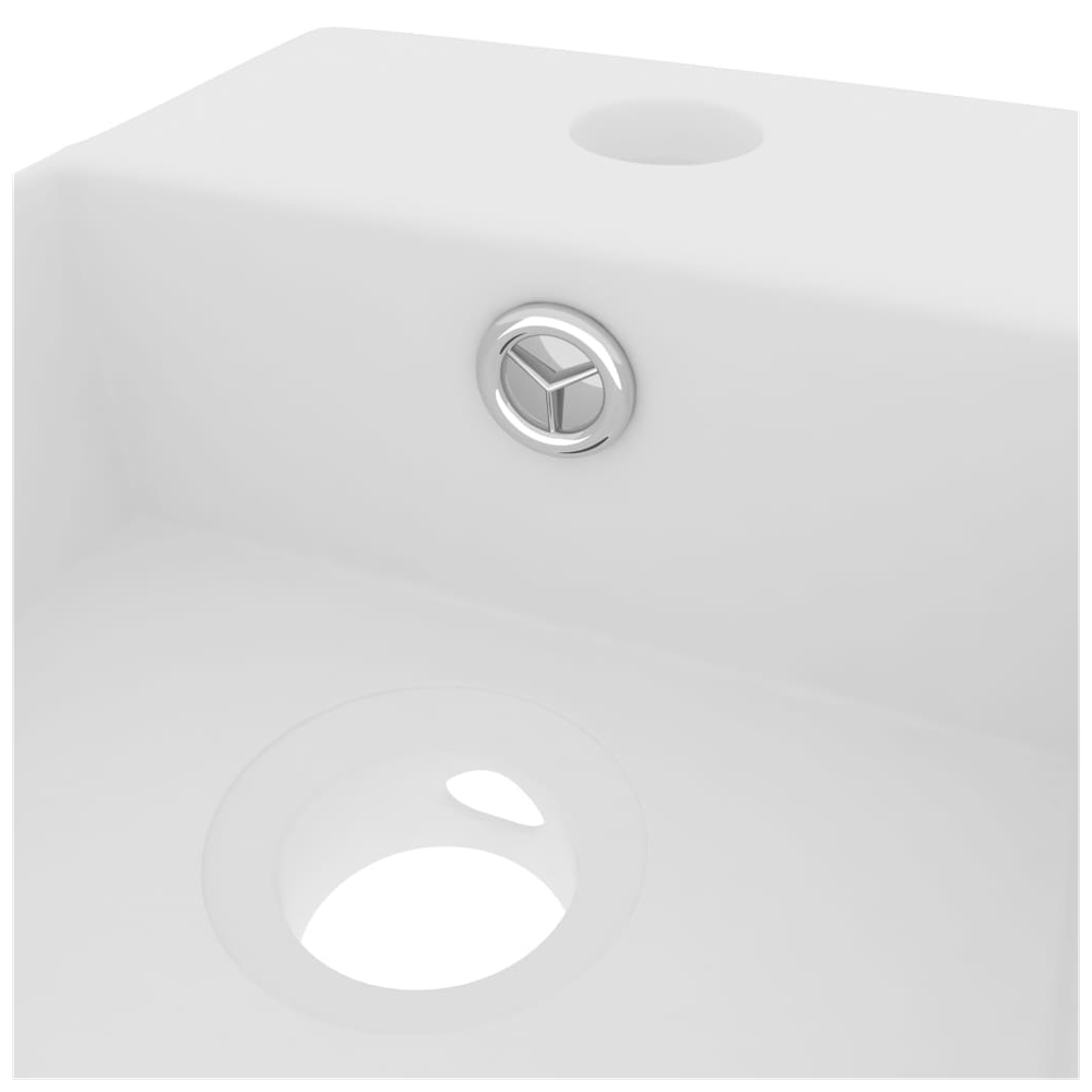 Bathroom Sink with Overflow Ceramic Matt White