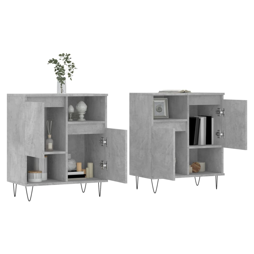 Sideboards 2 pcs Concrete Grey Engineered Wood