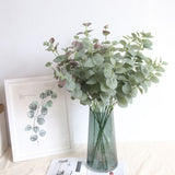 Artificial Eucalyptus Leaves Branches European Green gold leaf Bouquet Plastic Home Wedding Hotel Decoration Plant Tree