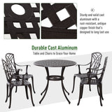 Cast Aluminium 4-Seater Outdoor Garden Table & Chair Set Brown