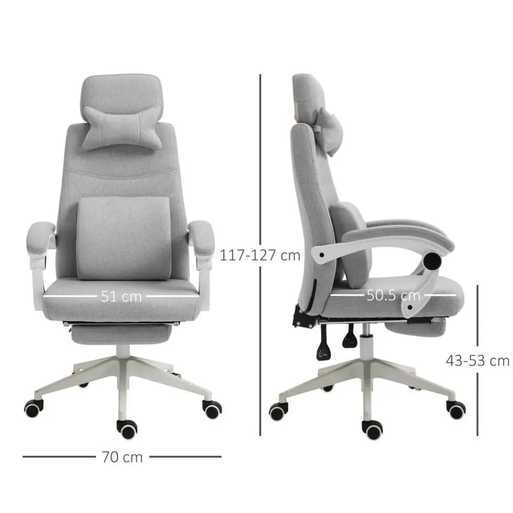 Ergonomic Home Office Chair 360 Swivel with Footrest Height Adjustable Grey