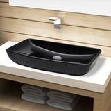 Ceramic Bathroom Sink Basin Black Rectangular