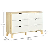 Chest of Drawers, 6 Drawer Unit Storage Chest Bedroom White and Brown