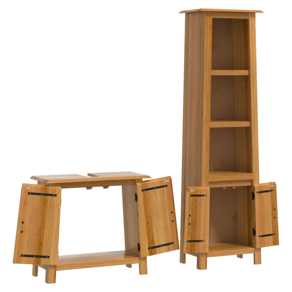 2 Piece Bathroom Furniture Set Solid Wood Pine