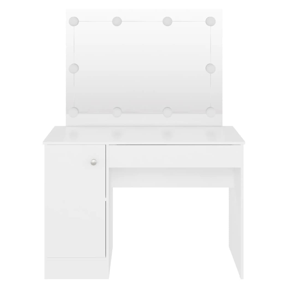 Makeup Table with LED Lights 110x55x145 cm MDF White