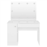 Makeup Table with LED Lights 110x55x145 cm MDF White