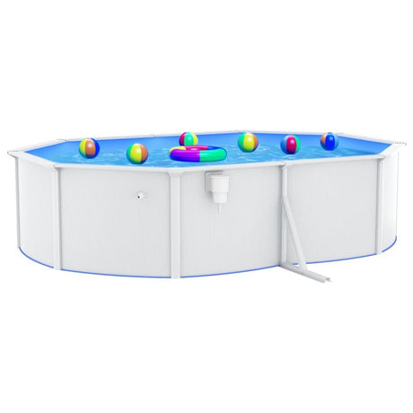 Swimming Pool with Steel Wall Oval 490x360x120 cm White