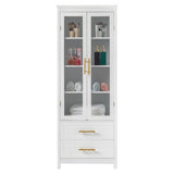 FCH MDF Spray Paint 2 Glass Doors 2 Pumping Cabinet White