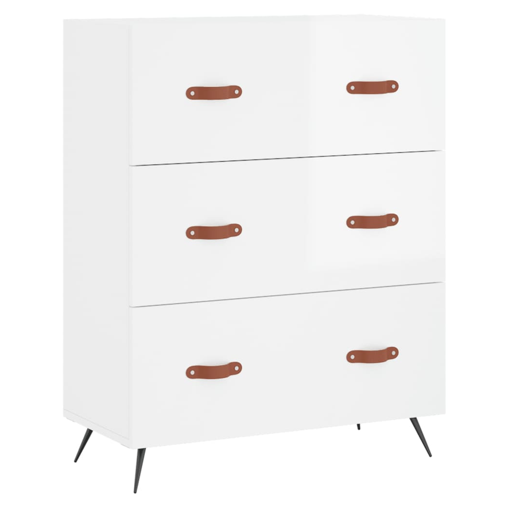 Chest of Drawers High Gloss White 69.5x34x90 cm Engineered Wood