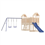 Playhouse with Slide Swings Solid Wood Pine