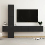 5 Piece TV Cabinet Set High Gloss White Engineered Wood