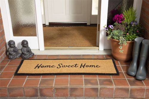 Astley Slogan Home Sweet Home PVC Backed Coir 40x120cm Natural Doormat