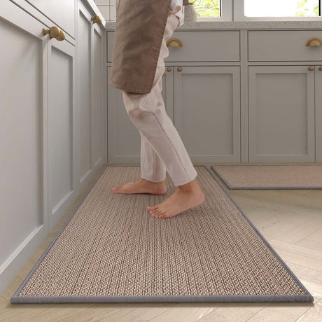 Washable Non-slip Kitchen Rug Faux Sisal Running Rug, Faux Woven Kitchen Mat Kitchen Runners With Back Made Of Natural Rubber