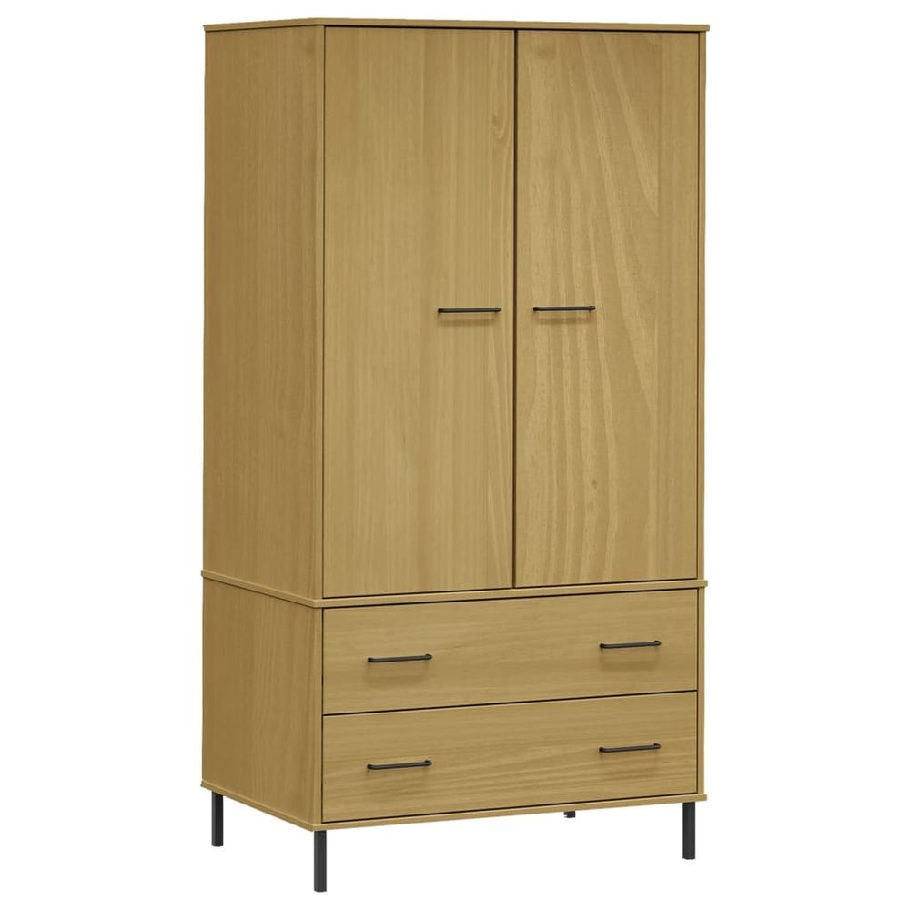 Wardrobe with Metal Legs Brown 90x55x172.5 cm Solid Wood OSLO