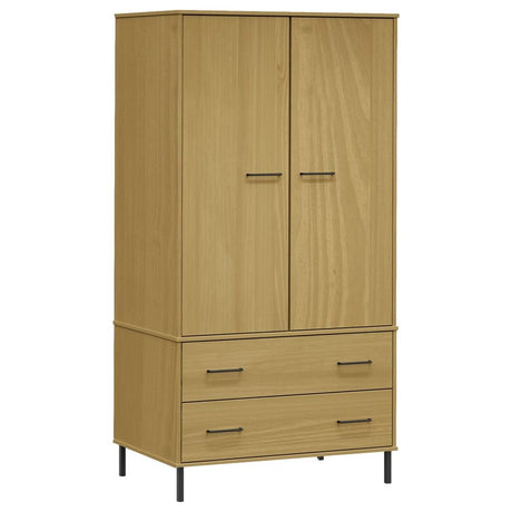 Wardrobe with Metal Legs Brown 90x55x172.5 cm Solid Wood OSLO