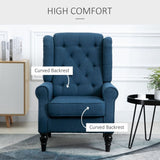 Accent Armchair Home Furniture Retro Tufted Club Wood Fabric Blue