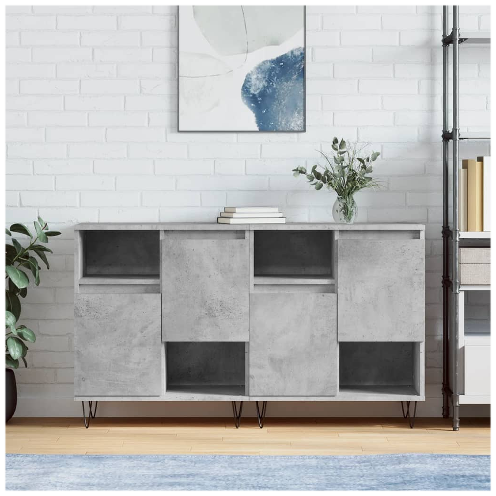 Sideboards 2 pcs Concrete Grey Engineered Wood