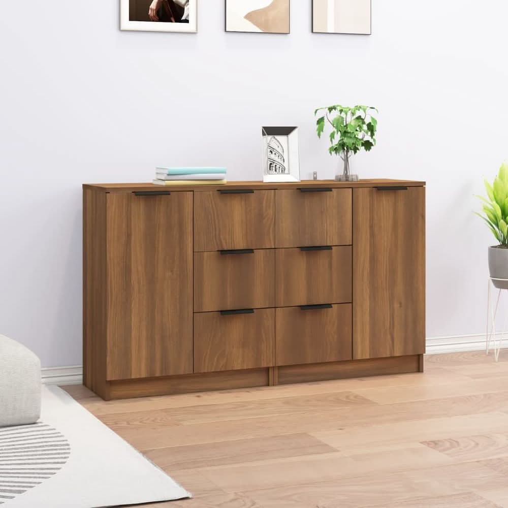 Sideboards 2 pcs Black 60x30x70 cm Engineered Wood