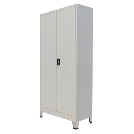 Office Cabinet with 2 Doors Steel 90x40x180cm Grey