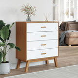 Drawer Cabinet OLDEN White and Brown Solid Wood Pine