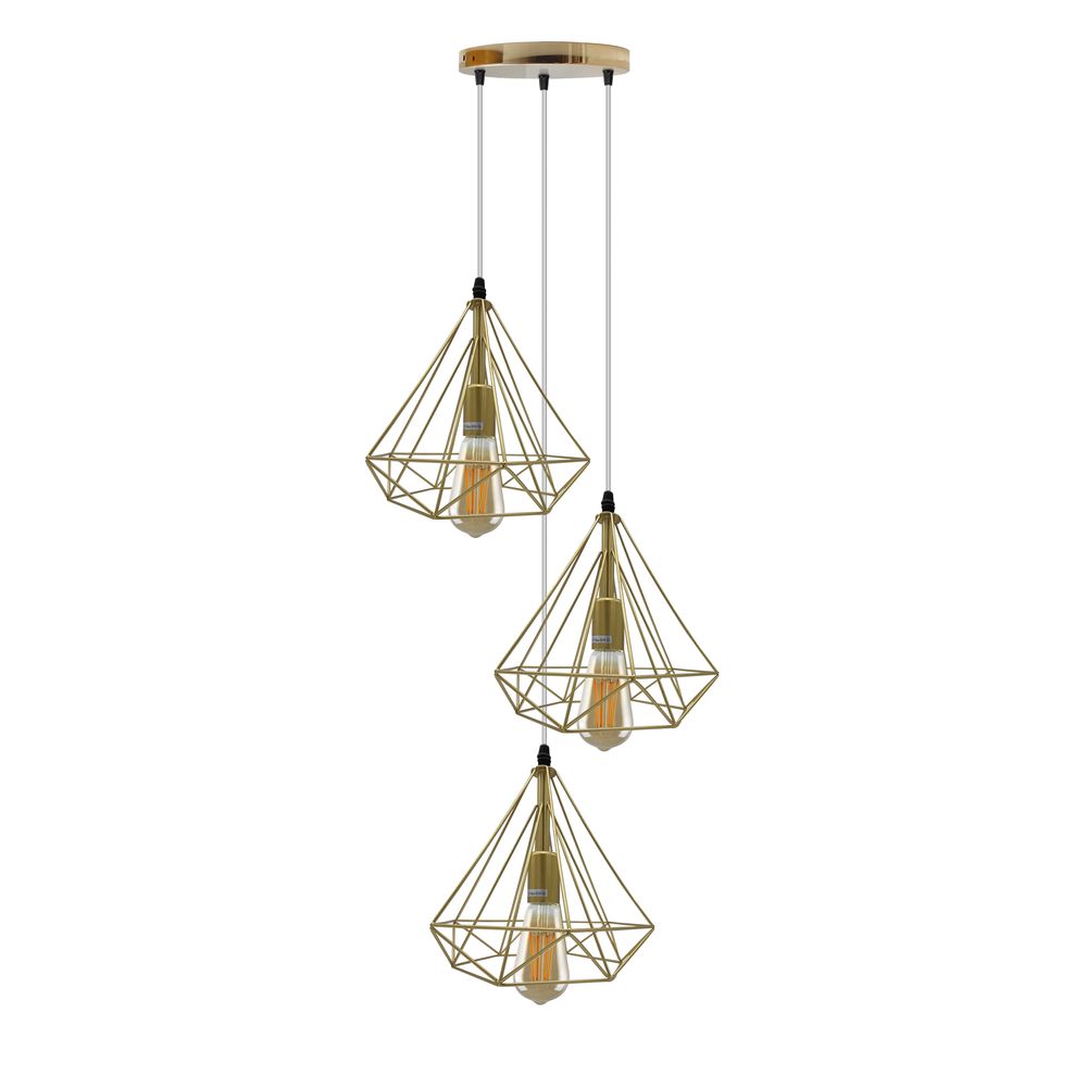 Gold Vintage Industrial E27 Ceiling Hanging Light Cage Shade Loft Style Metal Ceiling Pendant Lamp