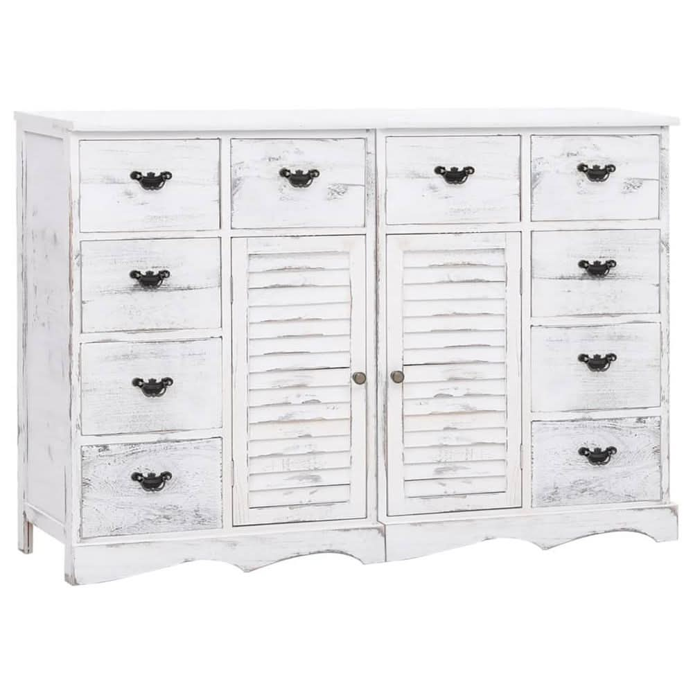 Sideboard with 10 Drawers Grey 113x30x79 cm Wood