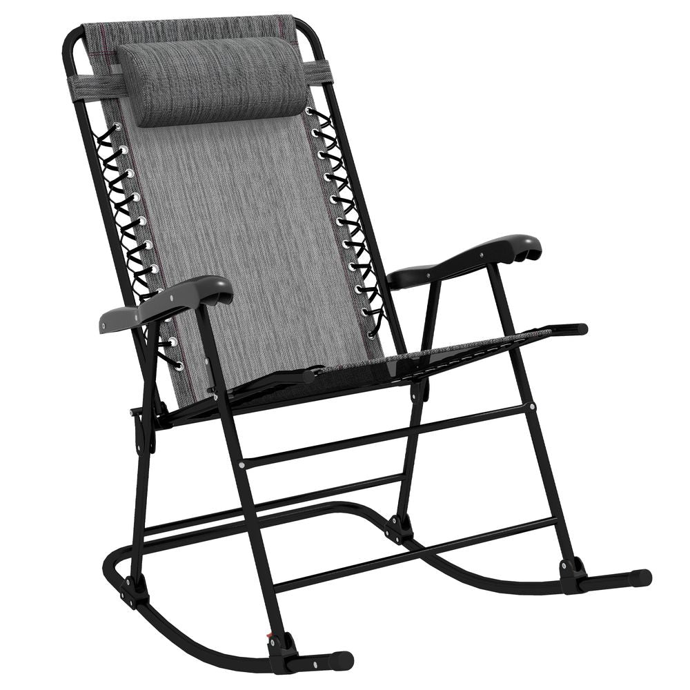 Outsunny Folding Rocking Chair Outdoor Portable Zero Gravity Chair