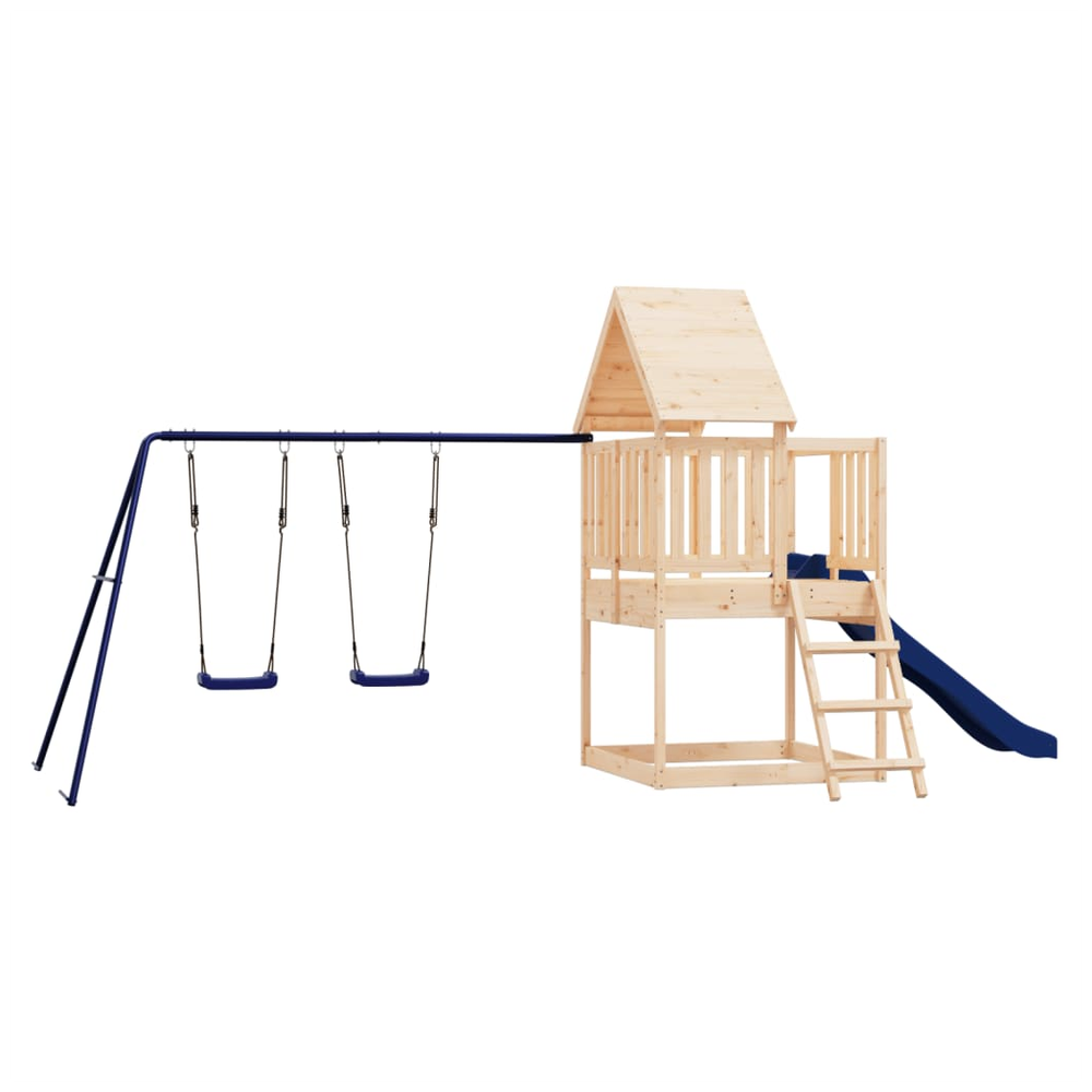 Playhouse with Slide Ladder Swings Solid Wood Pine