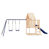 Playhouse with Slide Ladder Swings Solid Wood Pine