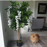 130cm Luxury Artificial Wisteria Tree White Flowers - Premium Range-5