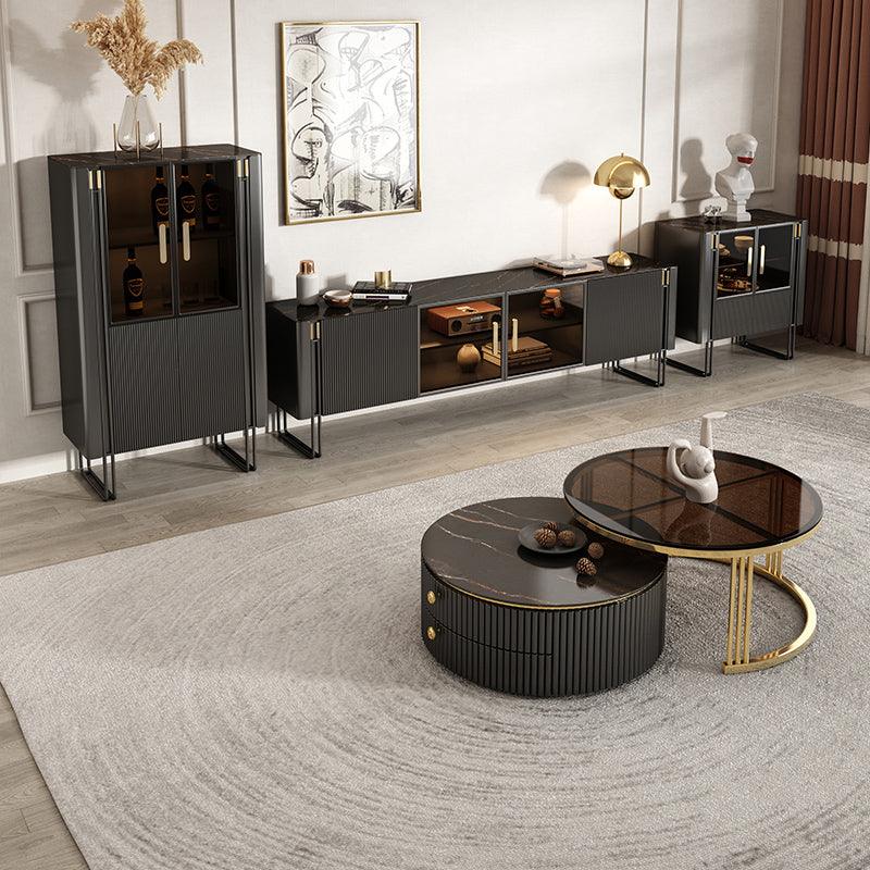 Bblythe TV Stand Black, Sintered Stone/ 2m, Clearance | Weilai Concept